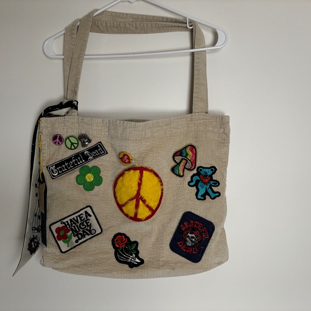 Grateful Dead Corduroy Patch Tote Bag Made Worn NWT Limited Edition